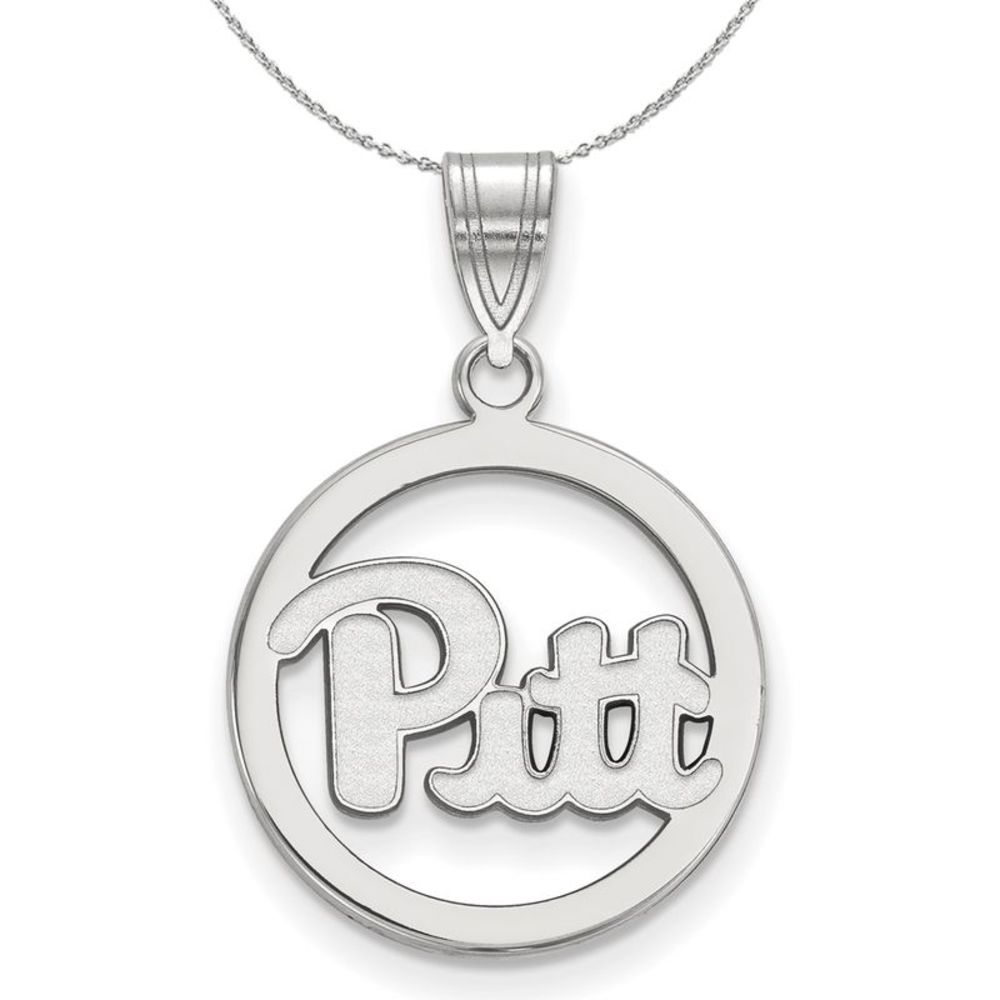 Sterling Silver U. of Pittsburgh Small Circle Necklace - 16 Inch